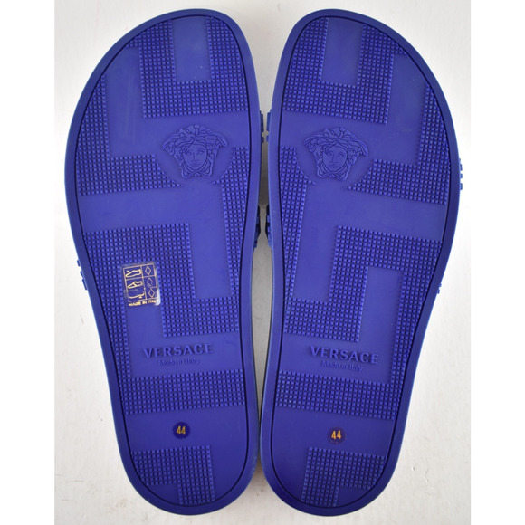 Versace Medusa Palazzo Blue Rubber Logo Slide Pool Sandal Flip Flop Flat 44 11 main image 10